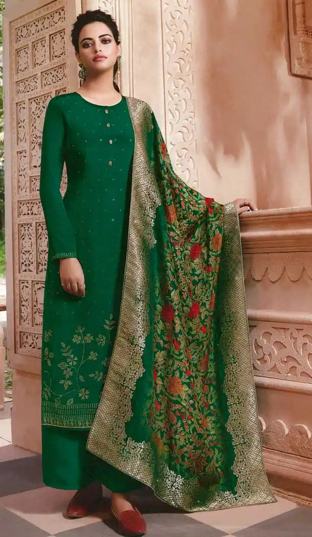 Charming Green Color Crepe Designer Party Wear Palazzo Salwar Kameez -77306884