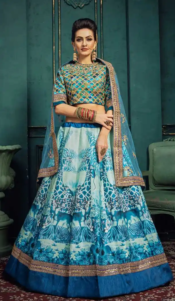 Blue Color Art Silk Designer Traditional Wear Lehenga Choli -77477000