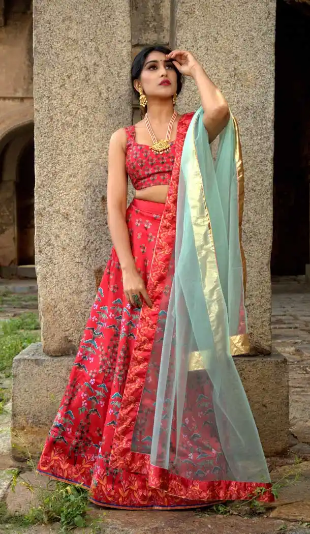 designer party wear satin lehenga and choli -77647149