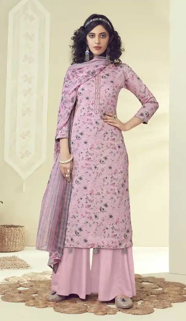 Light Pink Color Pure Zam Cotton Pakistani Style Casual Dresses -799197515