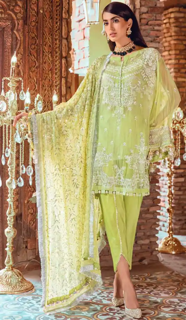 Pista Green Color Georgette Embroidery Pakistani Salwar Kameez -799697584