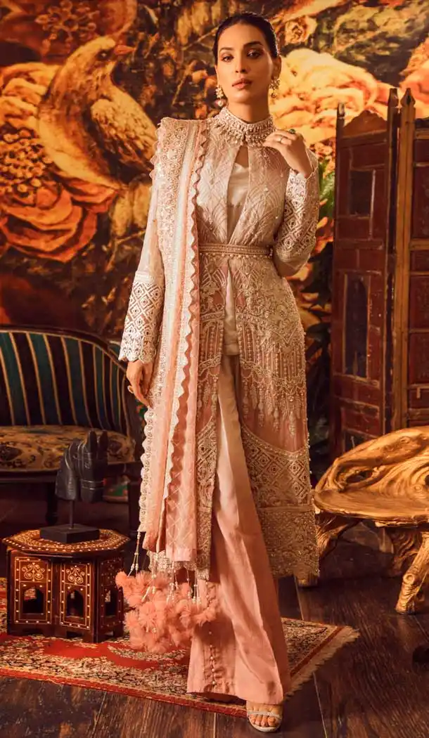 Dazzling Diva Peach Color Georgette Embroidery Pakistani Salwar Kameez -799697589