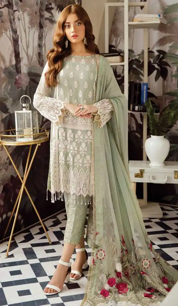 Sea Green Color Georgette Embroidery Pakistani Salwar Kameez -799697604