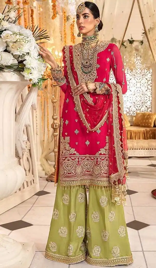 Rani Pink Color Georgette Embroidery Pakistani Salwar Kameez -799697612