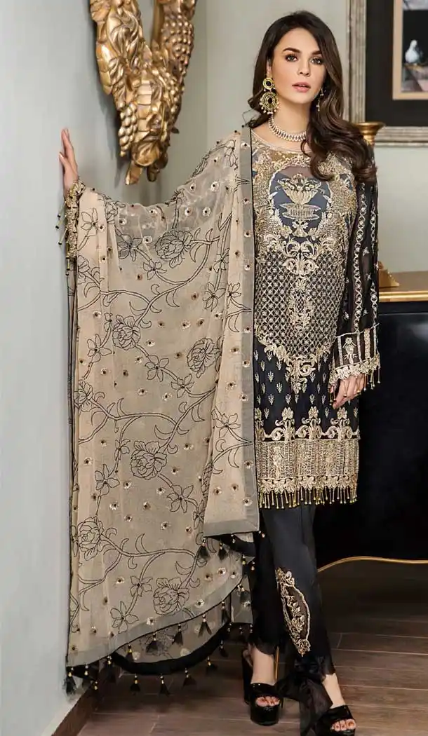 Black Color Georgettet Party Wear Pakistani Designer Salwar Kameez -799797621