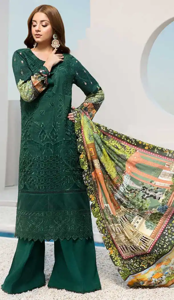 Green Color Jam Silk Party Wear Pakistani Designer Salwar Kameez -799797629