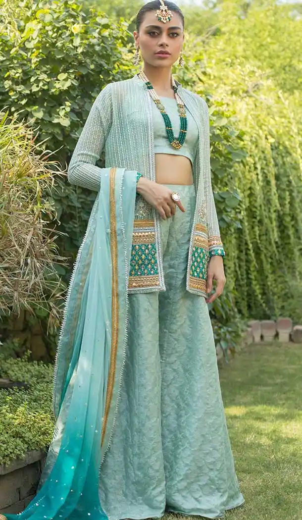 Sky Blue Color Fox Georgette Party Wear Pakistani Designer Salwar Kameez -799797641