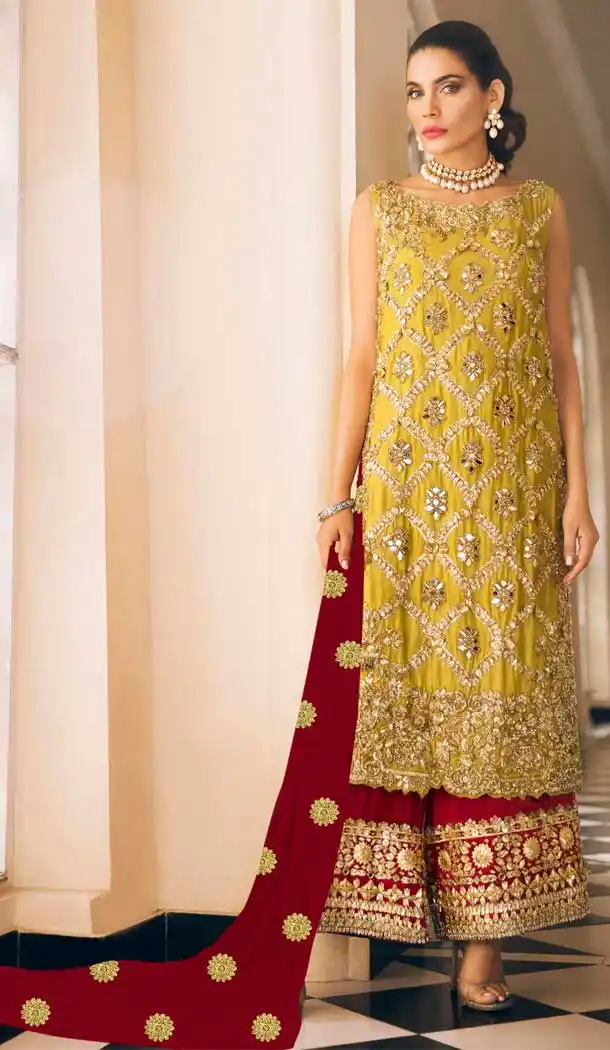 Yellow Color Georgette Party Wear Pakistani Designer Salwar Kameez -799797643