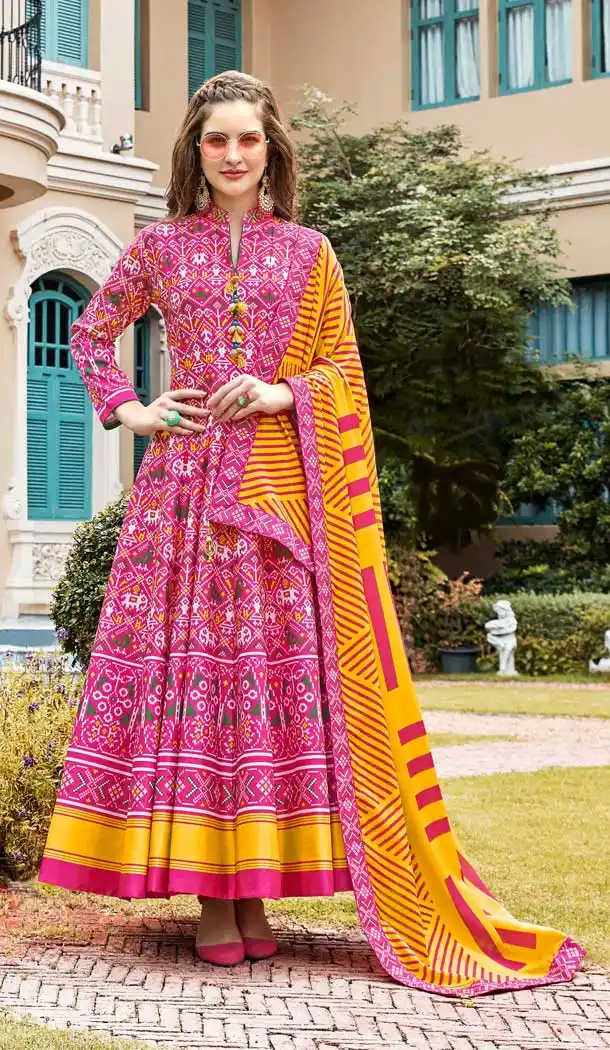 Pink Color Killer Silk Designer Long Party Wear Readymade Gown -798397449