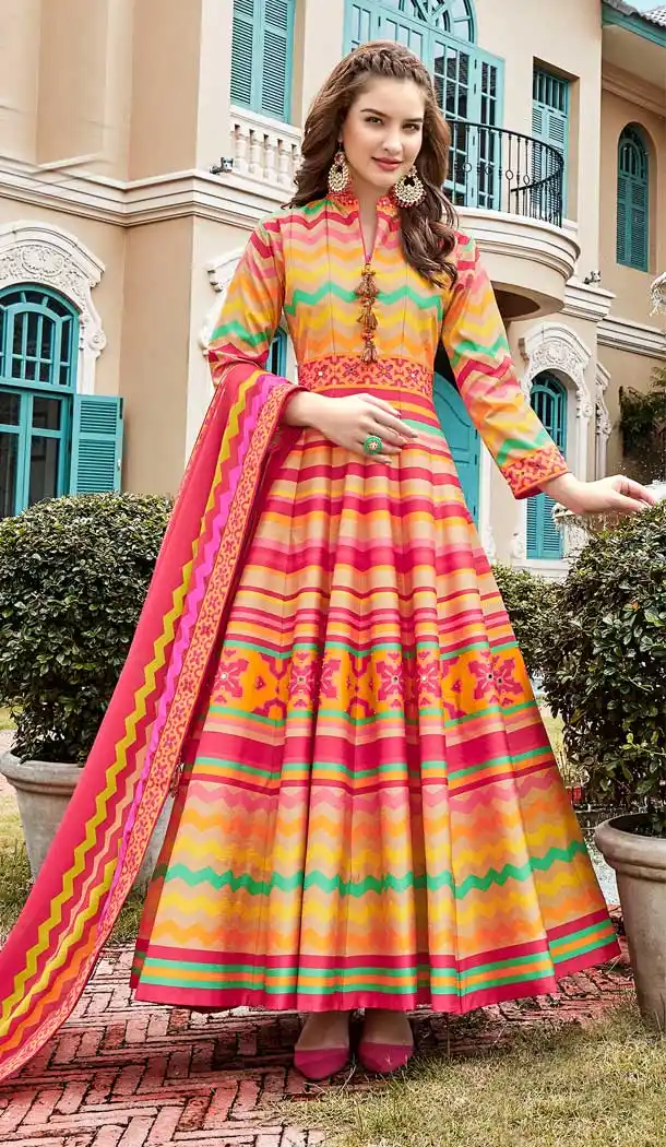 Multi Color Killer Silk Designer Long Party Wear Readymade Gown -798397450