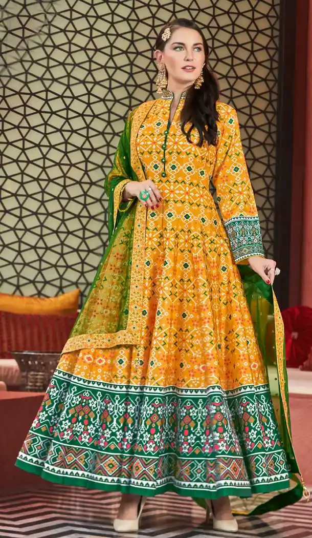 Attractive Yellow Color Killer Silk Designer Party Wear Readymade Gown -798597464