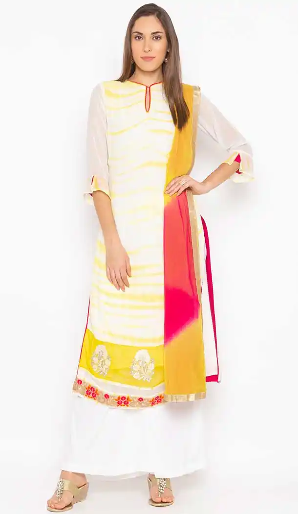 Off White Color Georgette Designer Readymade Plus Size Salwar Kameez -800197703