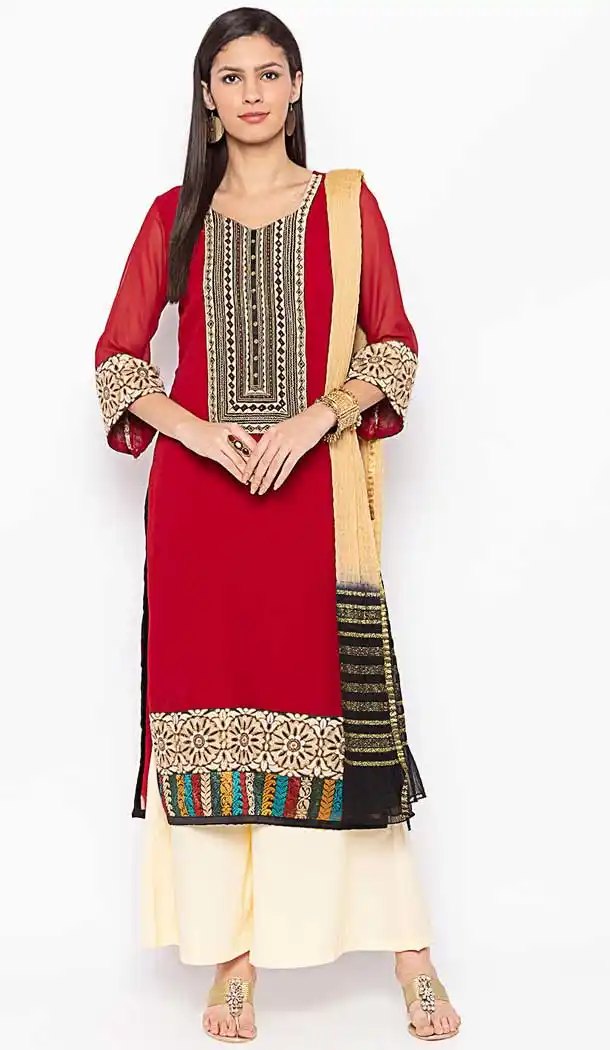 Maroon Color Georgette Designer Readymade Plus Size Salwar Kameez -800197704
