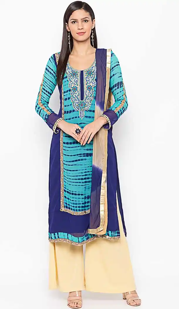 Blue Color Georgette Designer Readymade Plus Size Salwar Kameez -800197705