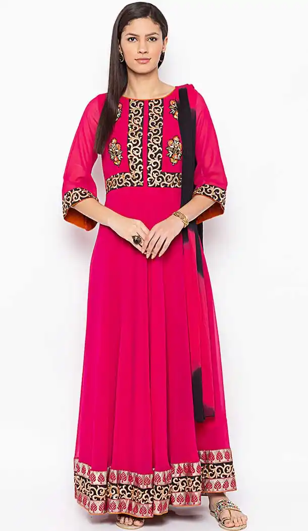 Rani Pink Color Georgette Designer Readymade Plus Size Salwar Kameez -800197716