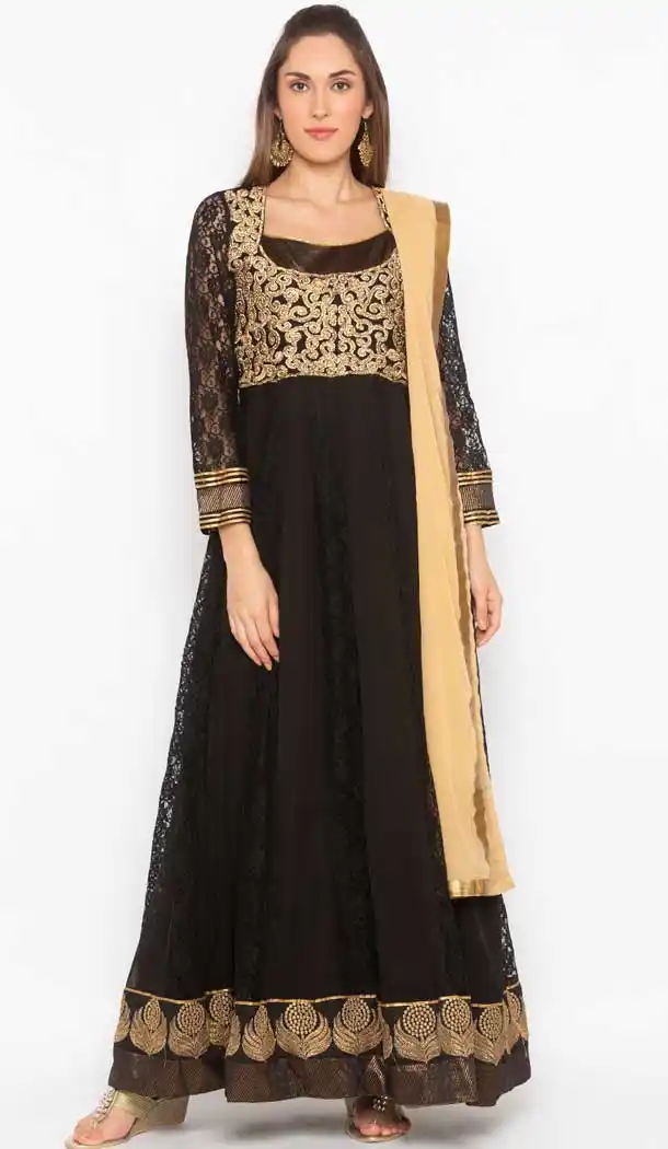 Black Color Georgette Designer Readymade Plus Size Salwar Kameez -800197717
