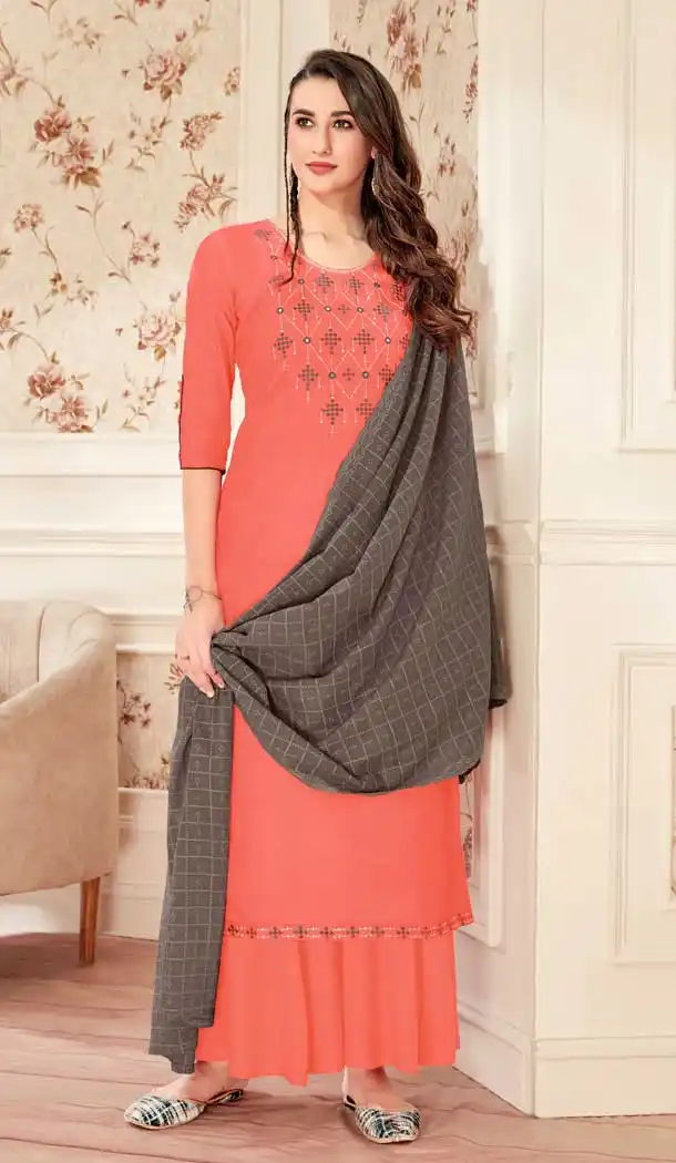 Gajari Color Pure Jam Cotton Evening Party Wear Palazzo Suit -800497741
