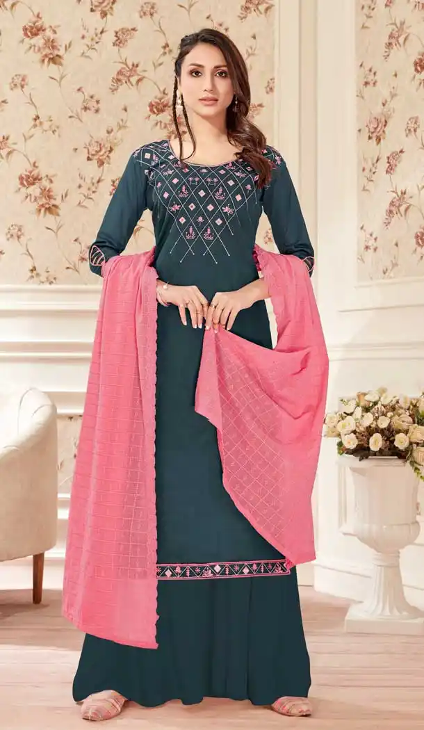 Attractive Black Color Pure Jam Cotton Evening Party Wear Palazzo Suit -800497742
