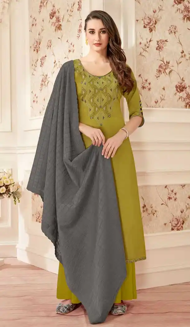 Charming Green Color Pure Jam Cotton Evening Party Wear Palazzo Suit -800497745