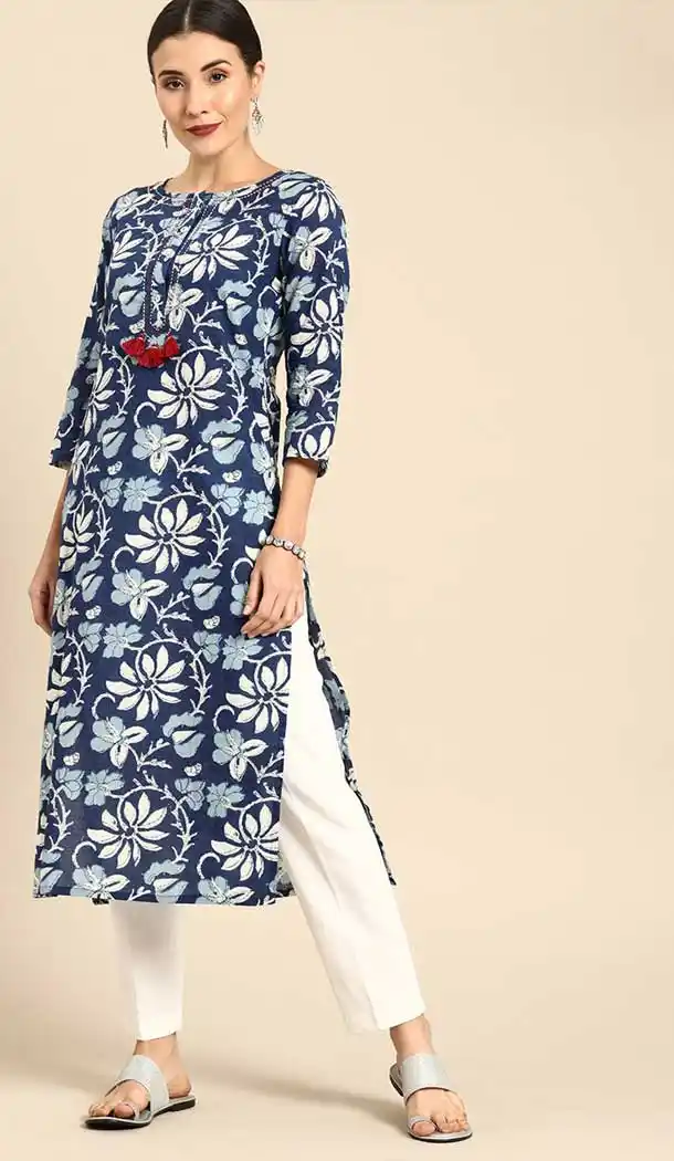 designer cambric cotton kurti neck designs -802497960