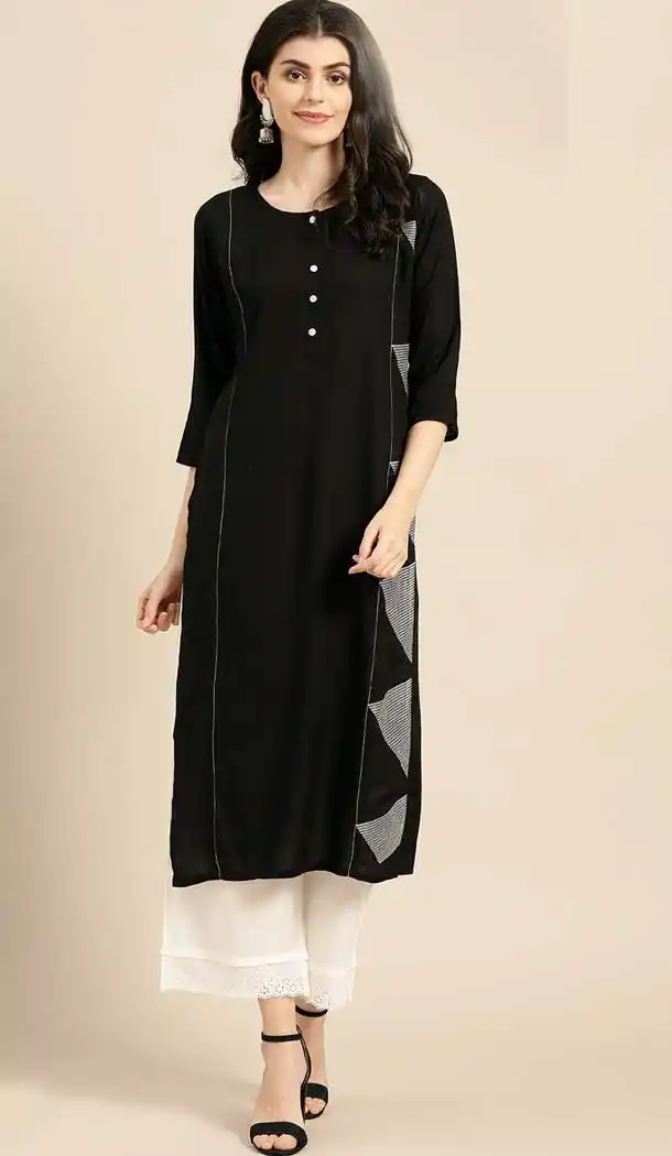 Melodic Black Color Cambric Cotton Casual Party Wear Readymade Kurtis -802497965