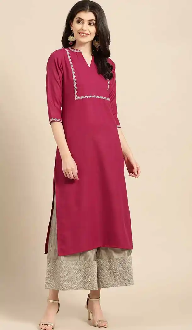 Pretty Pink Color Cambric Cotton Casual Party Wear Readymade Kurtis -802497986