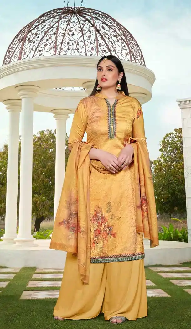 Musterd Color Jam Silk Cotton Digital Print Evening Wear Salwar Suit -804798209