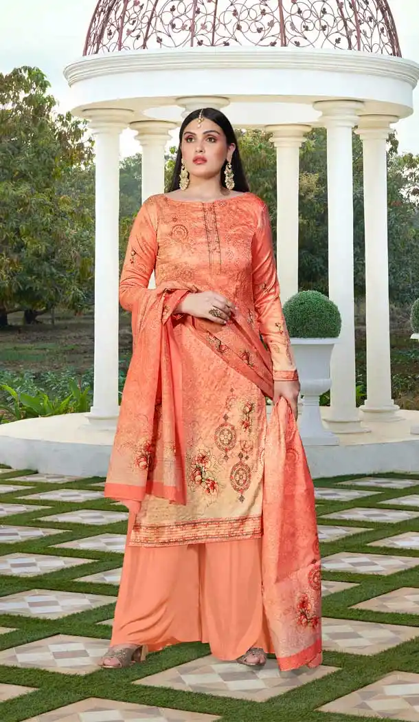 Orange Color Jam Silk Cotton Digital Print Evening Wear Salwar Suit -804798210