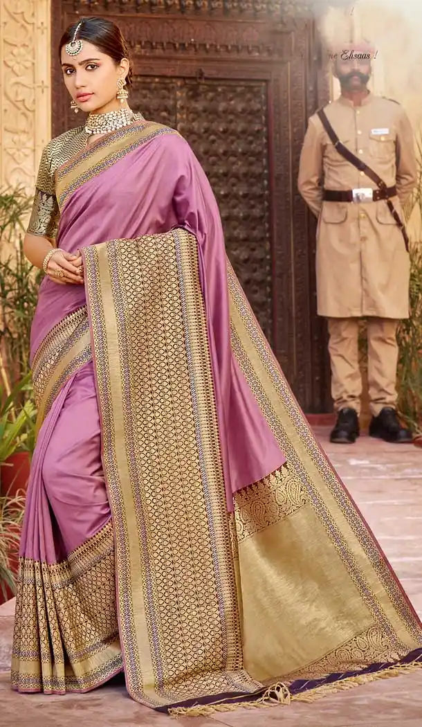Tuffy Pink Color Banarasi Silk Designer Traditional Wear Saree Blouse -804098148