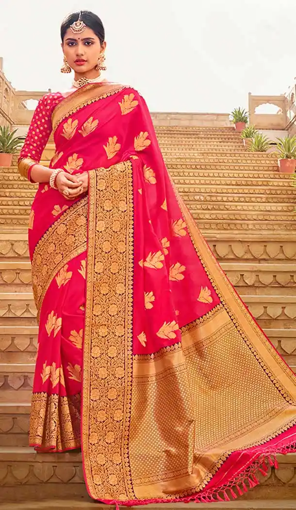 Pink Color Silk Designer Traditional Wear Saree Blouse -804298167