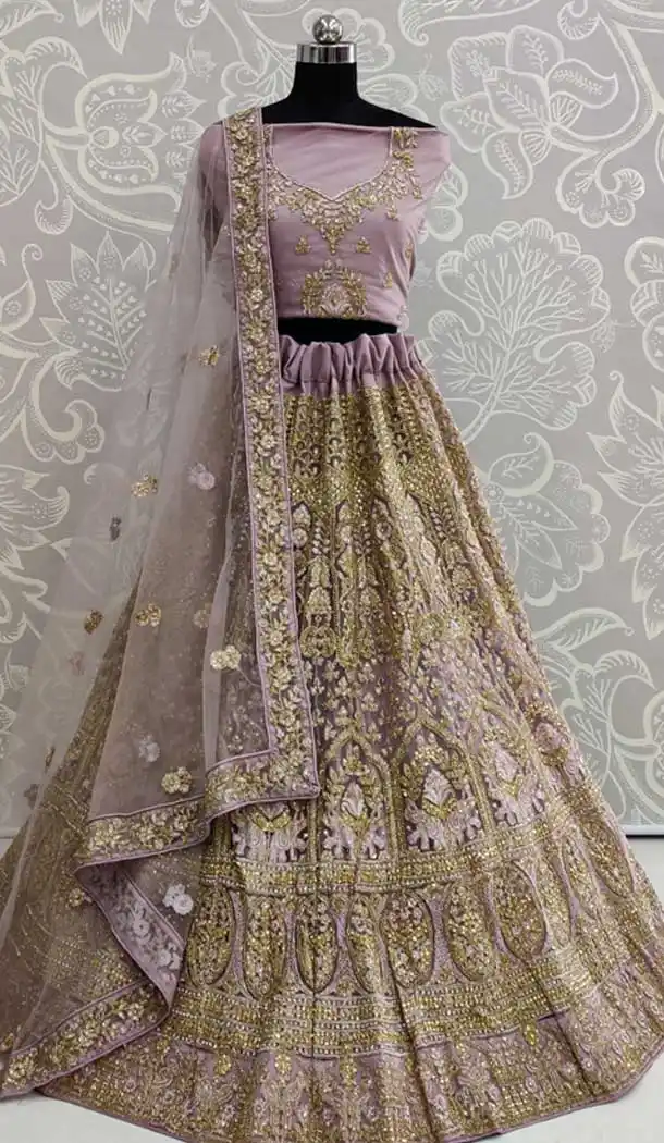 Ravishing Purple Color Net Designer Traditional Wedding Wear Lehenga Choli -pf76676348