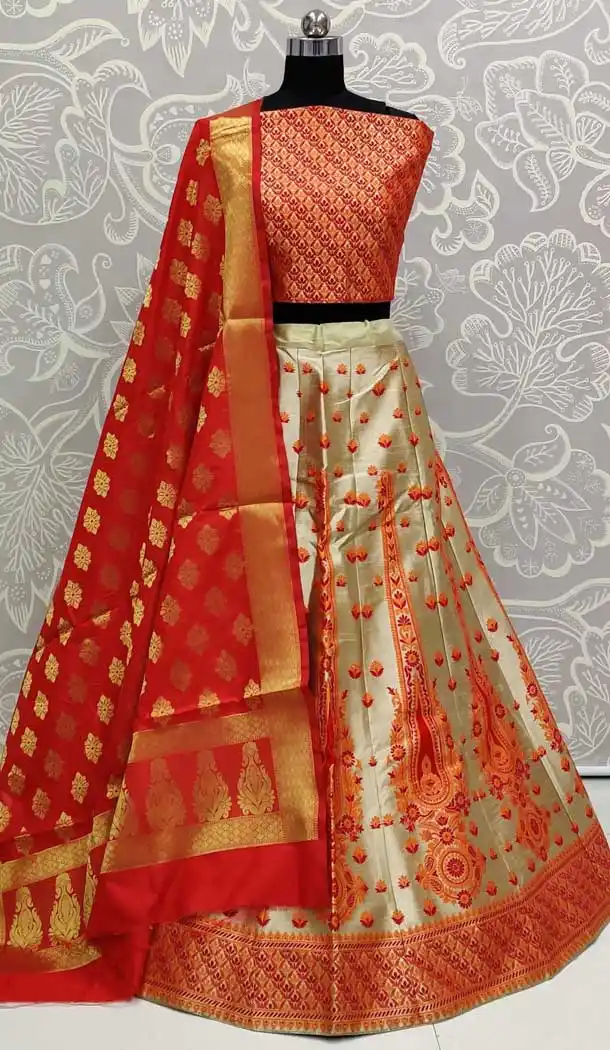 Fascinating Orange Color Art Silk Designer Traditional Wedding Wear Lehenga Choli -pf77106732