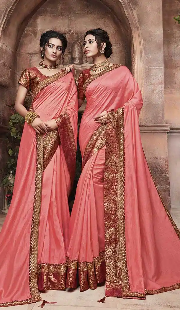 Dark Peach Color Soft Art Silk Casual Party Wear Saree Blouse -77867647