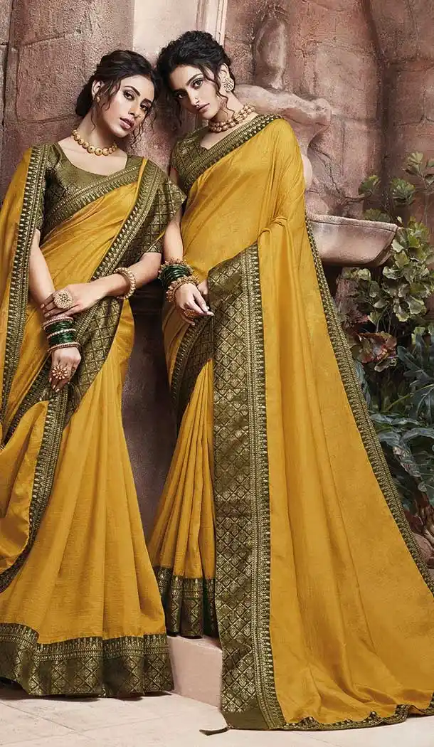 Musturd Yellow Color Soft Art Silk Casual Party Wear Saree Blouse -77867650