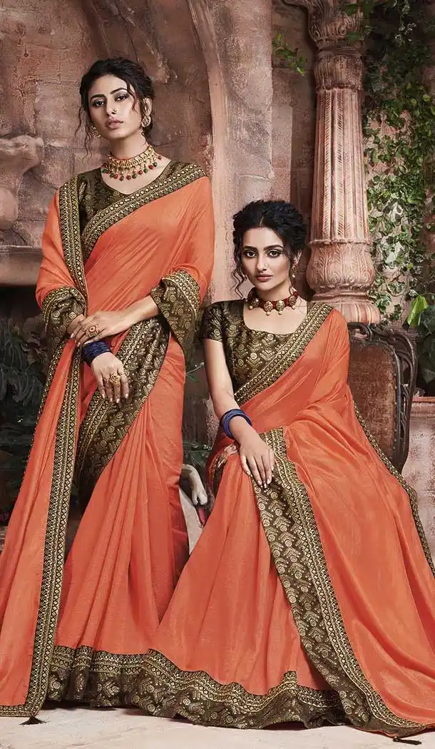 Orange Color Soft Art Silk Casual Party Wear Saree Blouse -77867653