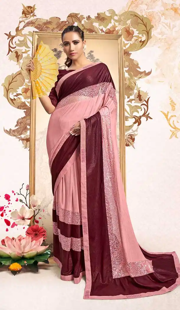 designer party wear lycra saree online -804898213