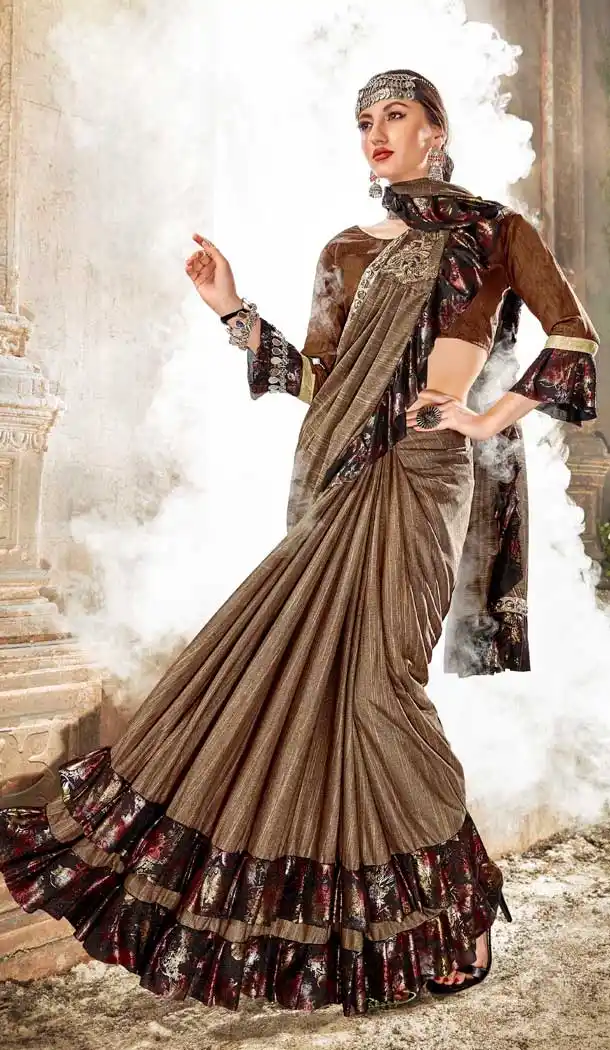 Contemporary Violet Color Imported Lycra Designer Party Wear Saree Blouse -806698417
