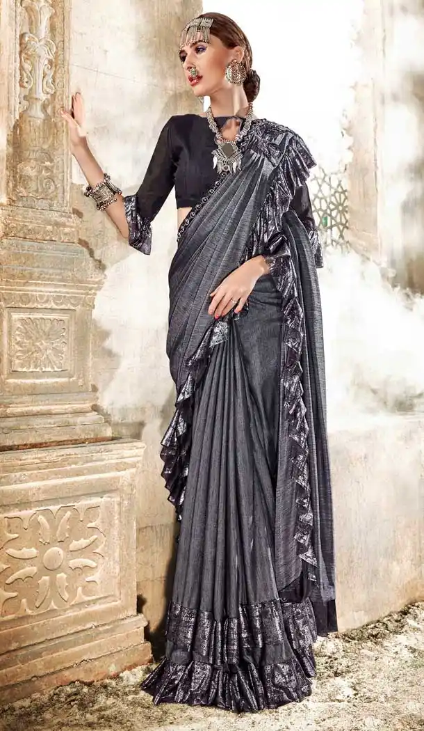 Copper Gold Color Imported Lycra Designer Party Wear Saree Blouse -806698418