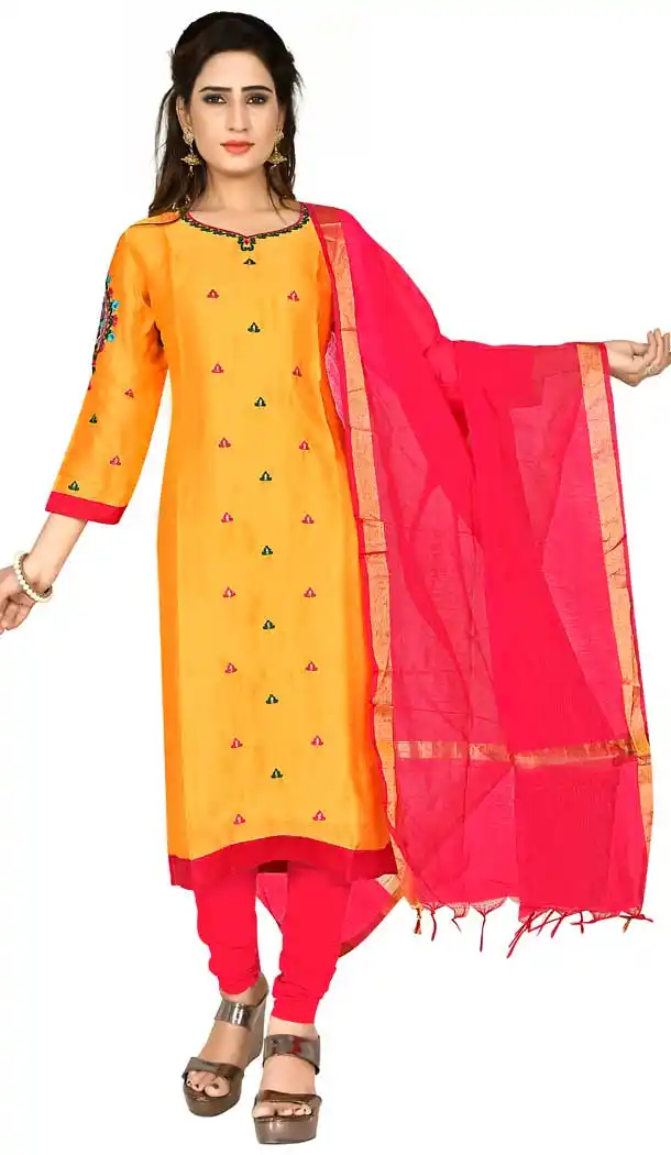Musturd Yellow Satin Georgette Casual Party Wear Salwar Kameez -pf78057815