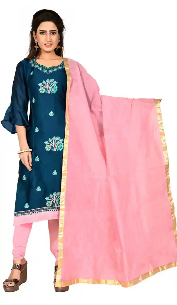 Beautiful Navy Blue Satin Georgette Casual Party Wear Salwar Kameez -pf78057816