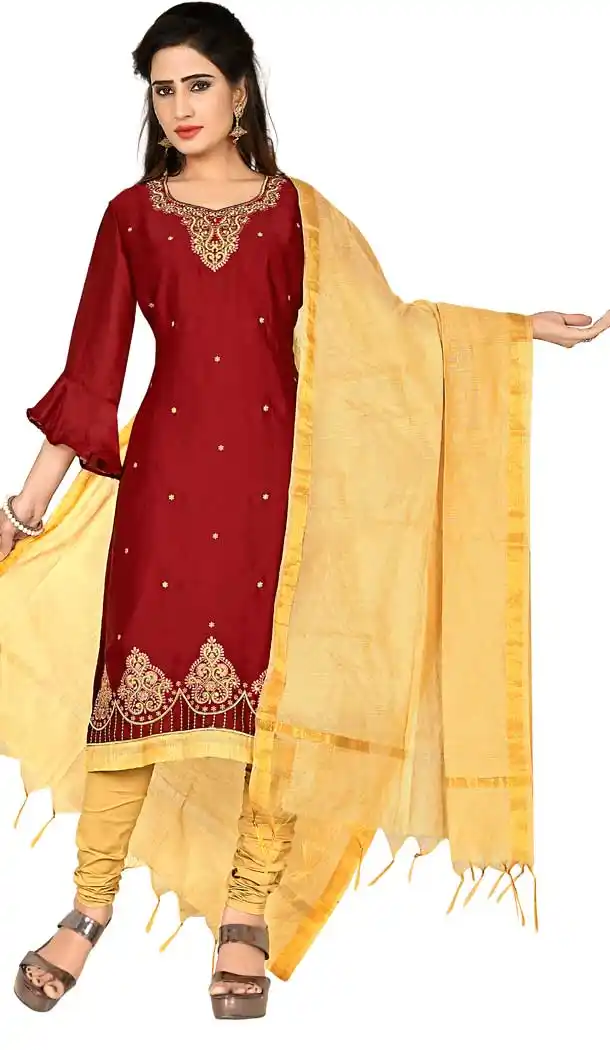 Maroon Satin Georgette Casual Party Wear Salwar Kameez -pf78057818