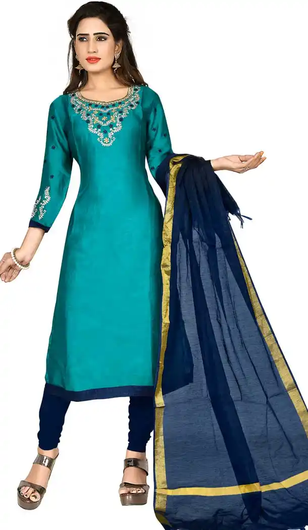 Blue Satin Georgette Casual Party Wear Salwar Kameez -pf78057820