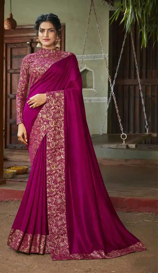 Exquisite Magenta Pink Color Art Silk Casual Office Wear Saree Blouse -pf78197921