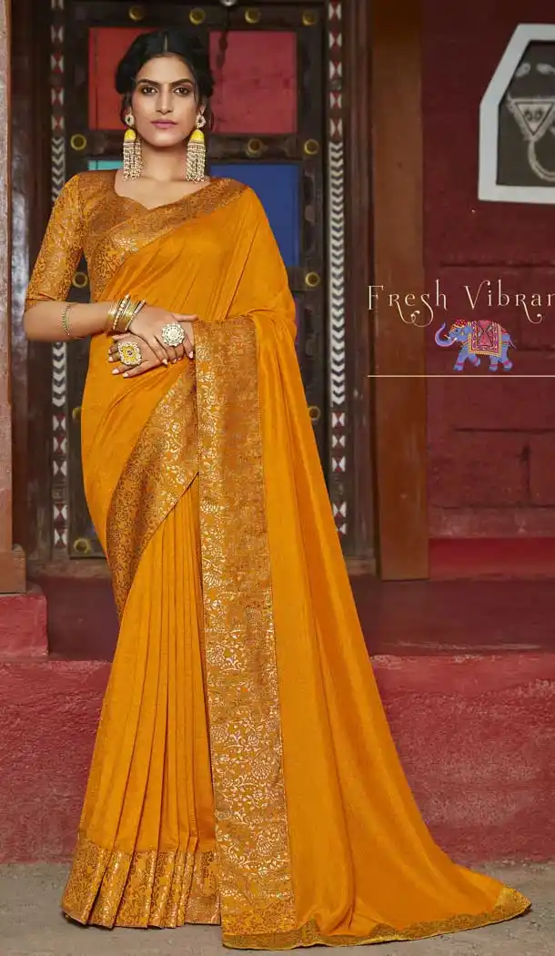 Musturd Yellow Color Art Silk Casual Office Wear Saree Blouse -pf78197922
