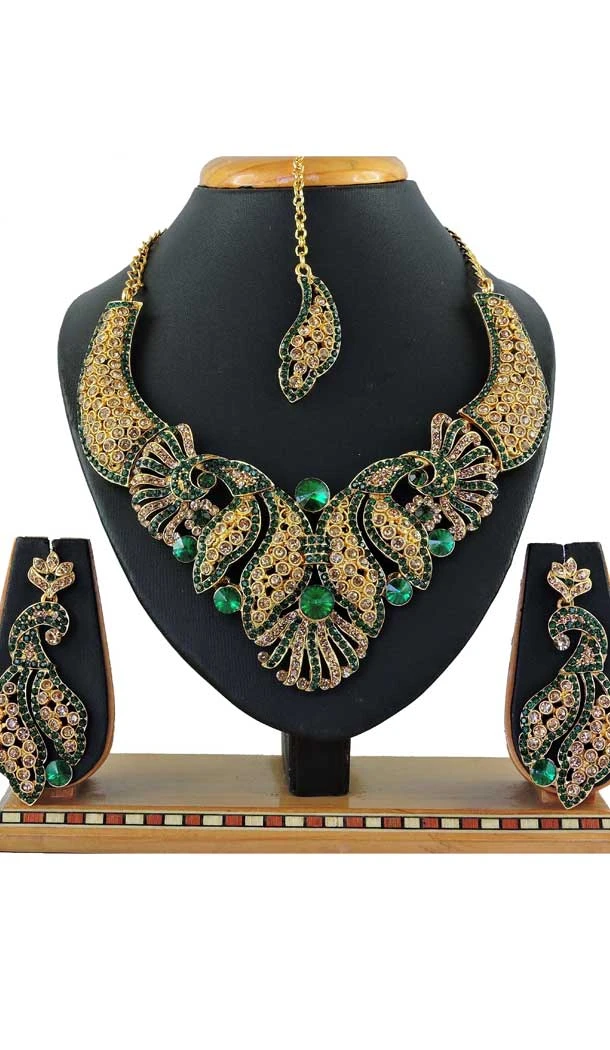 Multi Color Alloy Stone Designer Traditional Wear Necklaces Set -807898560