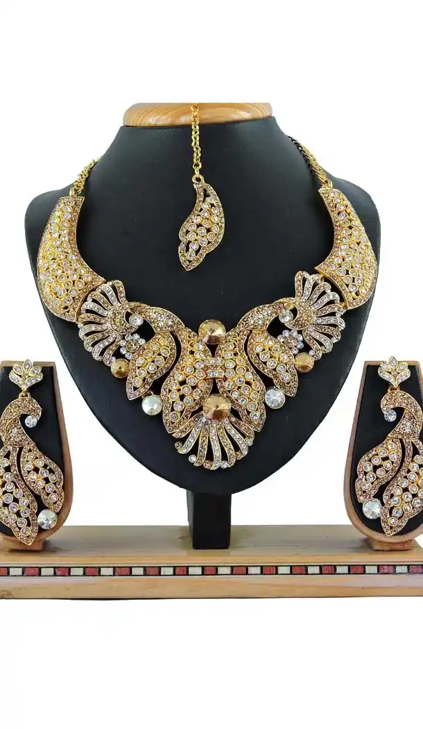 Interesting Multi Color Alloy Stone Designer Traditional Necklaces Set -807898562