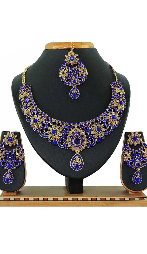 Classic Multi Color Alloy Stone Designer Traditional Necklaces Set -807898569