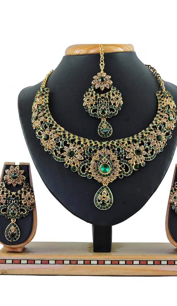 Multi Color Alloy Stone Designer Traditional Necklaces Set -807898571