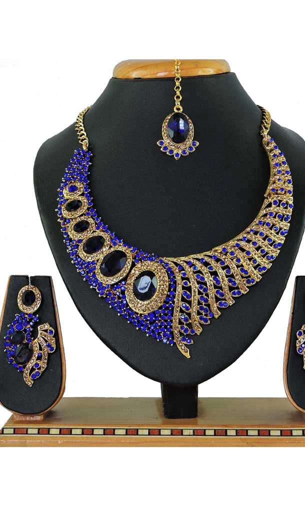 Perfect Look Multi Color Alloy Stone Designer Traditional Necklaces Set -807898580
