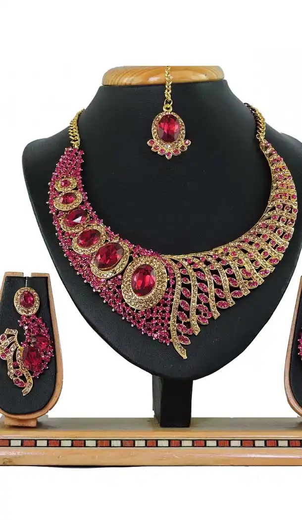 Incredible Multi Color Alloy Stone Designer Traditional Necklaces Set -807898588